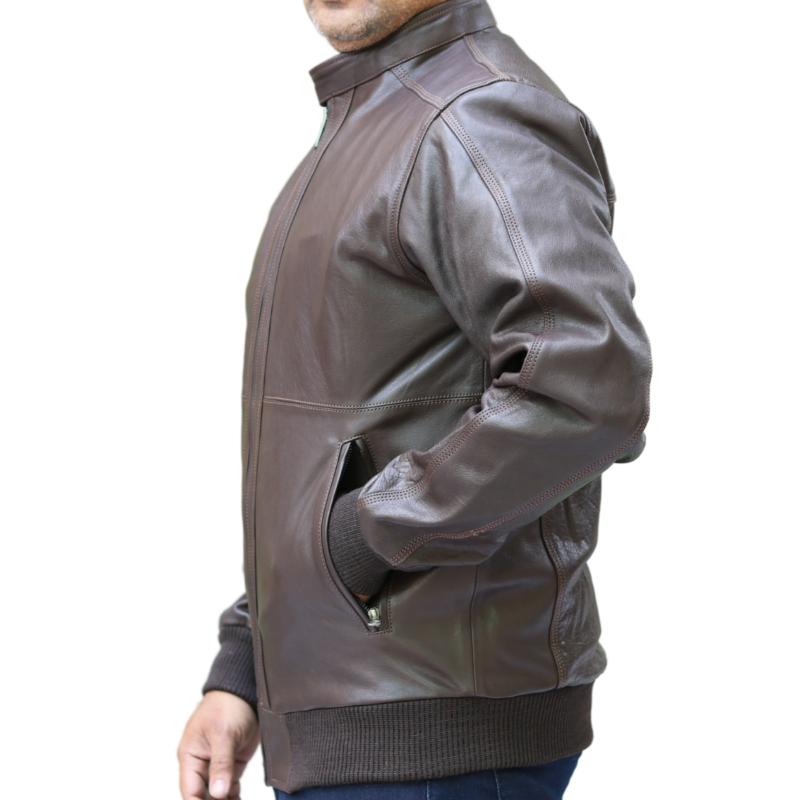 Plain Leather Jacket for Men – Dark Brown