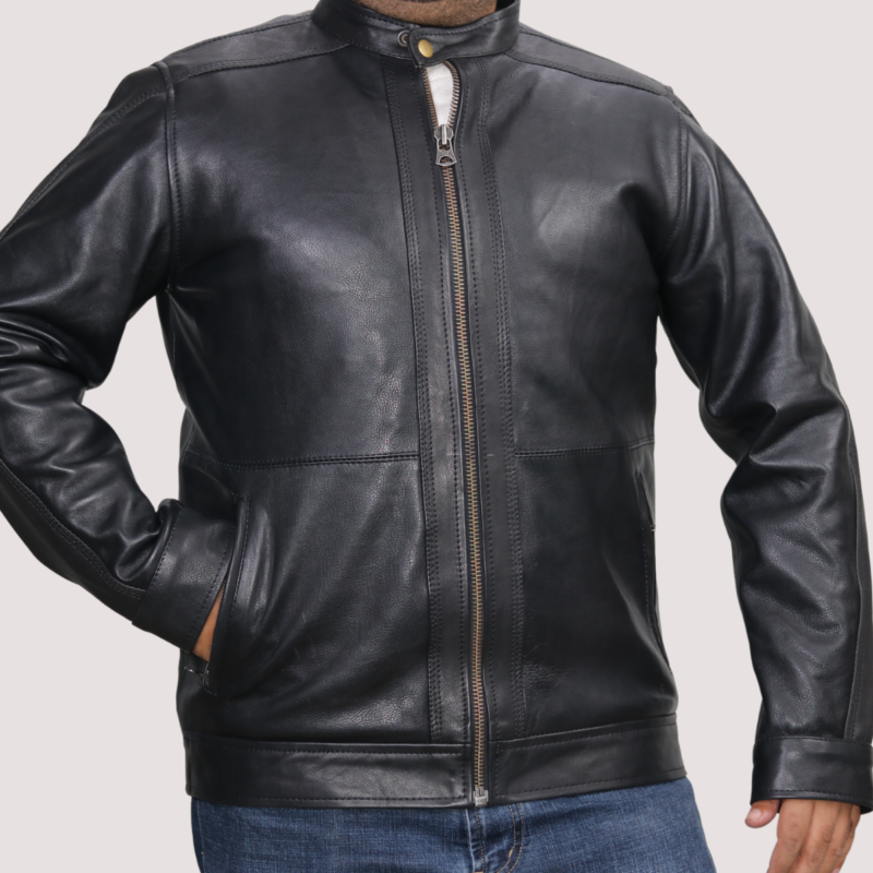 Plain Leather Jacket for Men – Black