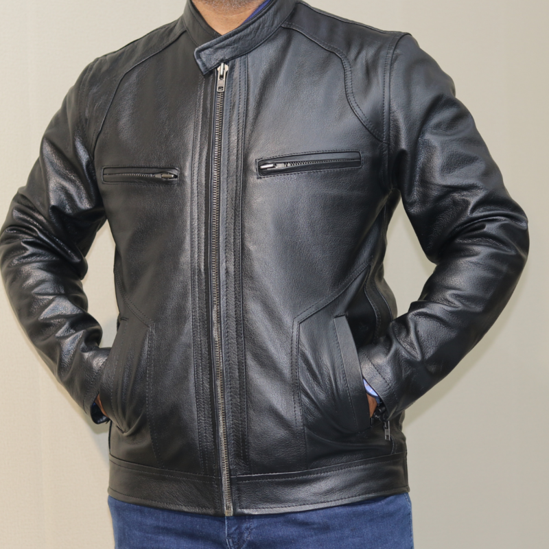 939-BLK Biker Leather Jacket for Men