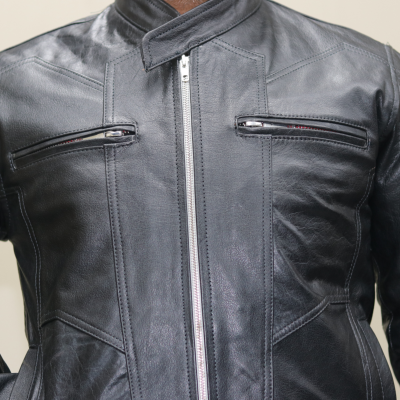 995-FZ-BLK Cafe Racer Black Leather Jacket for Men
