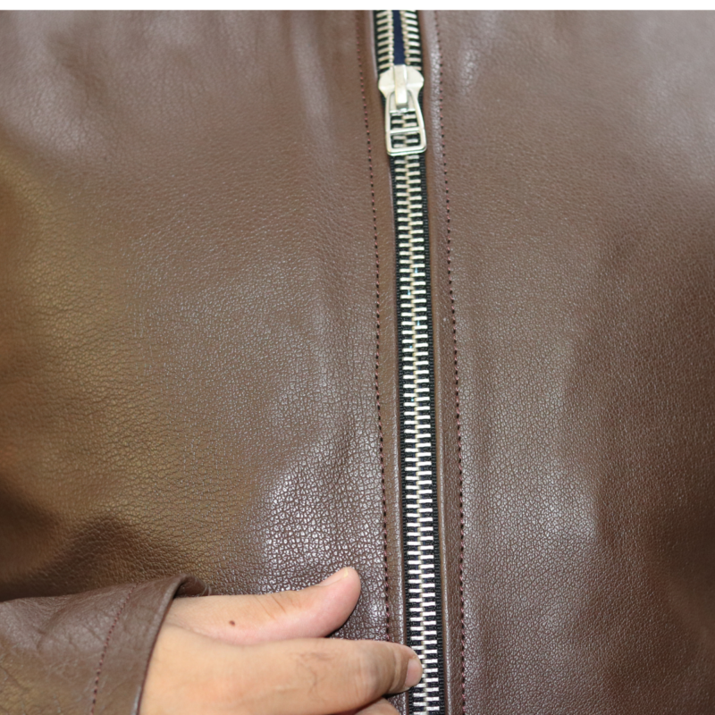 GCI-BRN Elegant Plain Leather Jacket – Men