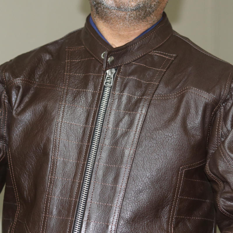 995-BRN Casual Brown Leather Jacket for Men