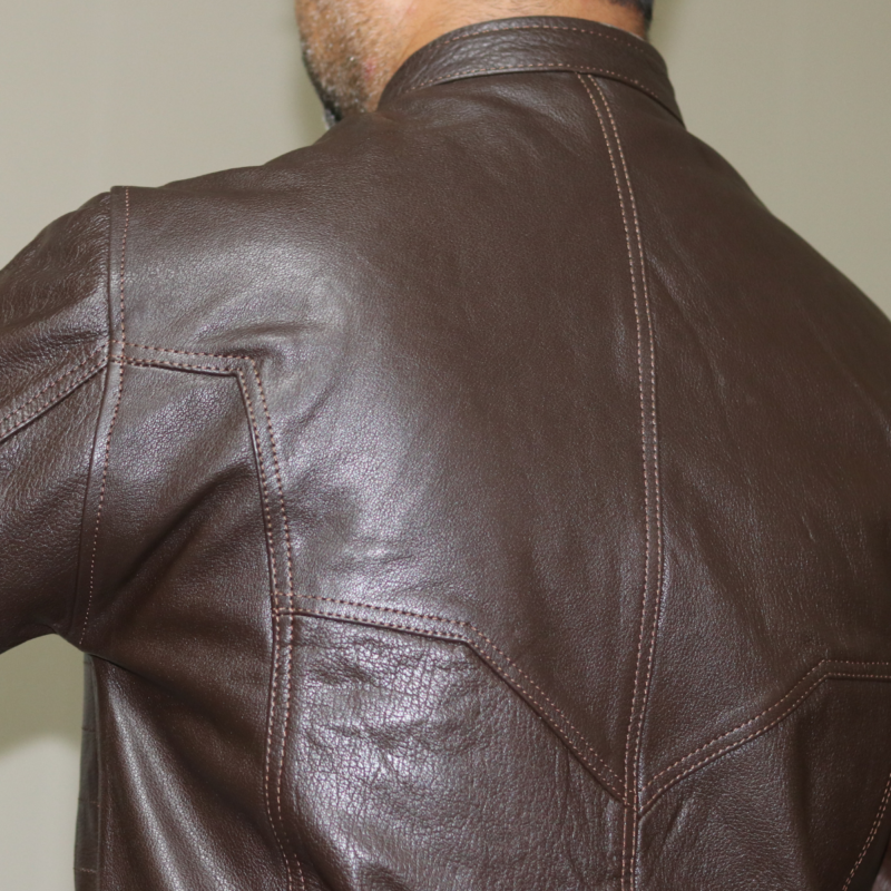 995-BRN Casual Brown Leather Jacket for Men