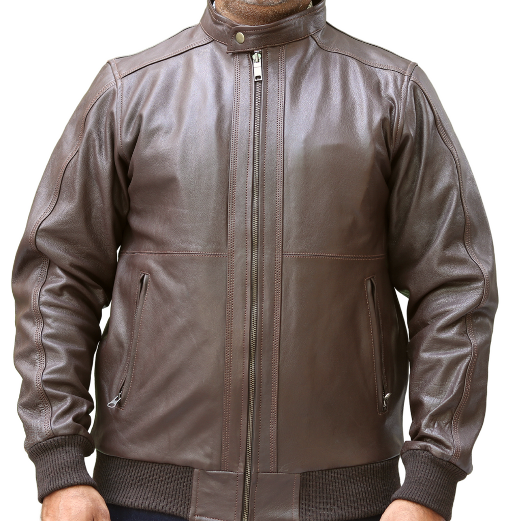 Plain Leather Jacket for Men – Dark Brown