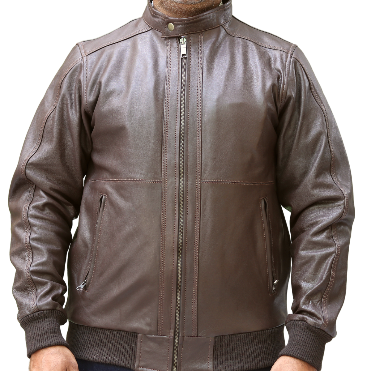 Plain Leather Jacket for Men – Dark Brown