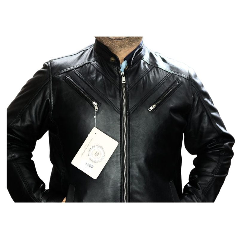 Eagle Black Leather Jacket in Sheep Leather
