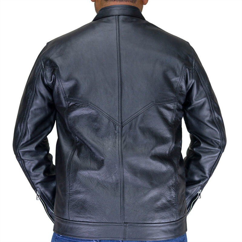 995-BLK Casual Black Leather Jacket for Men